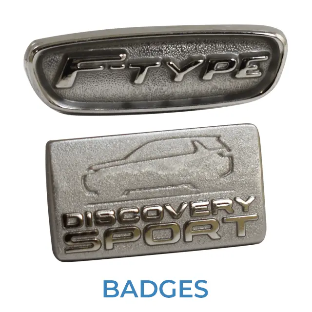 Premium, custom, stamped relief badges