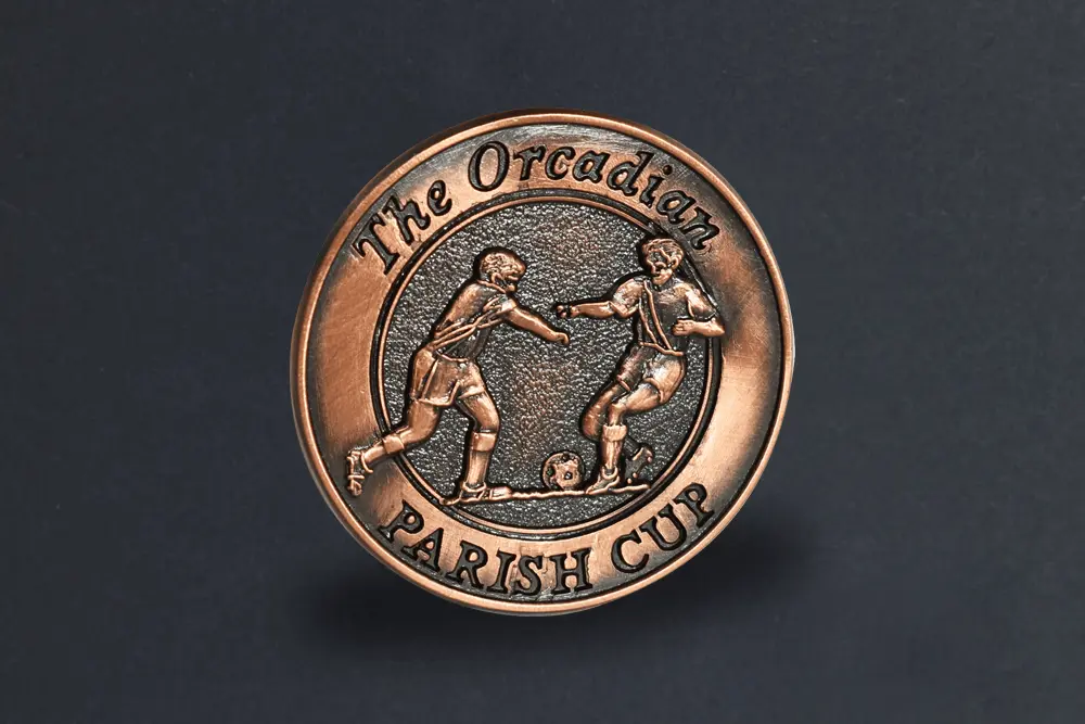 Bronze plated Orcadion Parish Cup Medal with oxi wipe detailing
