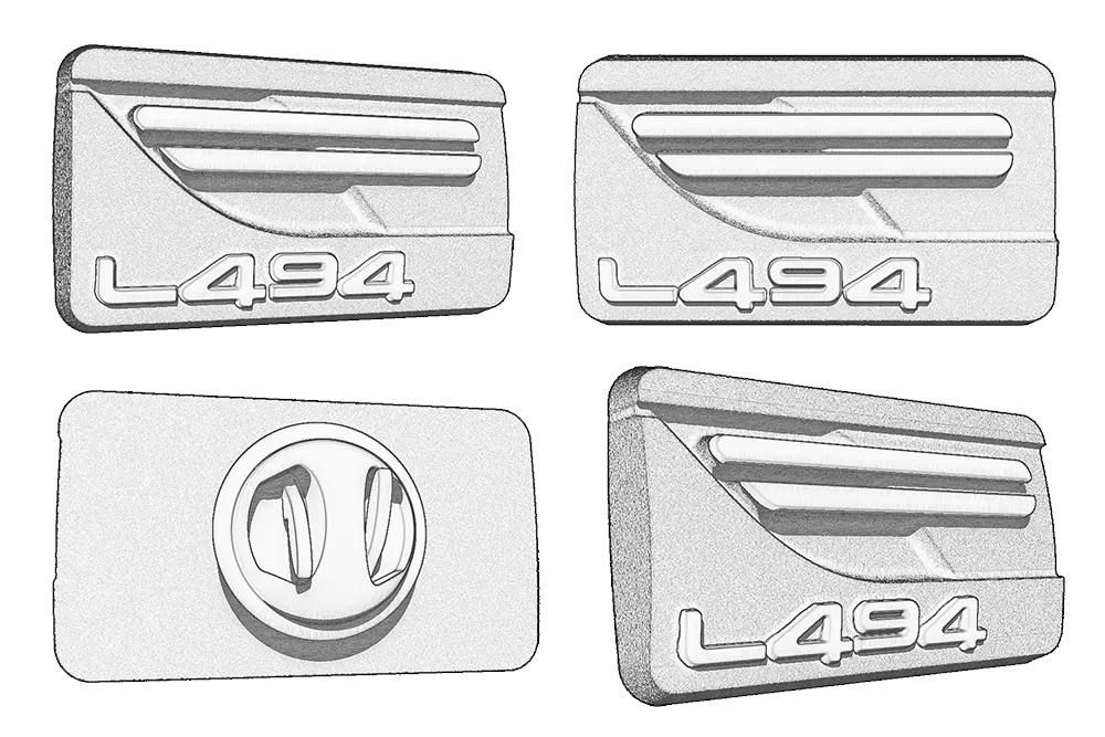 Jaguar Land Rover L494 badge sketches from different viewpoints