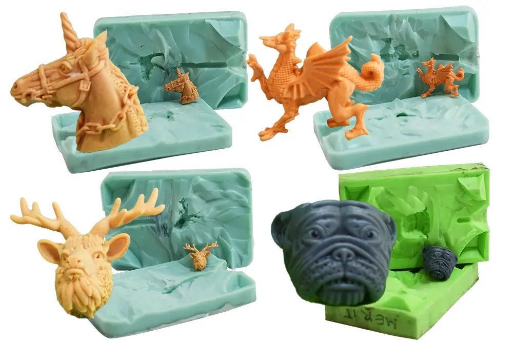 3D printed wax models and the silicon moulds created using these models.