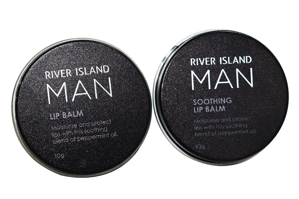 Aluminium River Island Lip Balm tins