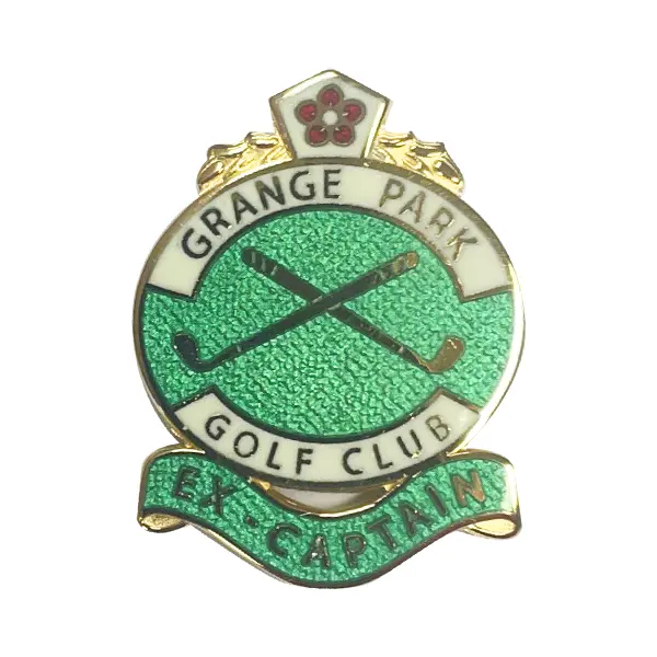 Silver gold plated Golf club Ex Captain badge enamel inlay.