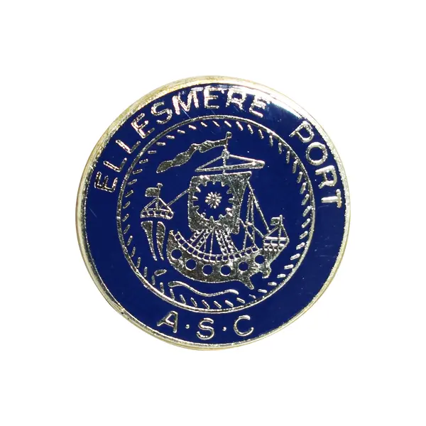 Die stamped, silver-plated badge featuring the Ellesmere Port Amateur Swimming Club crest.