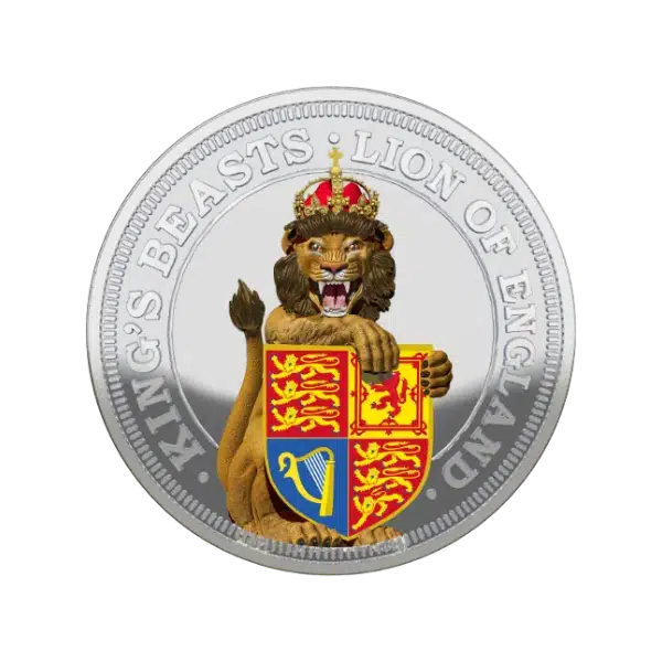 Die stamped, silver plated King's Beast Coin.