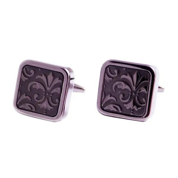 Silver and black fleur de lys cufflinks