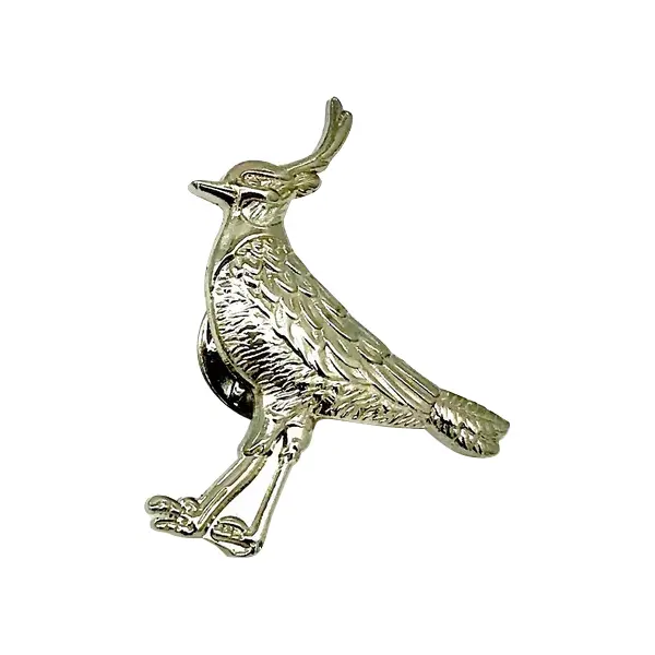 Die Stamped, silver-plated 3D Lapwing Badge.