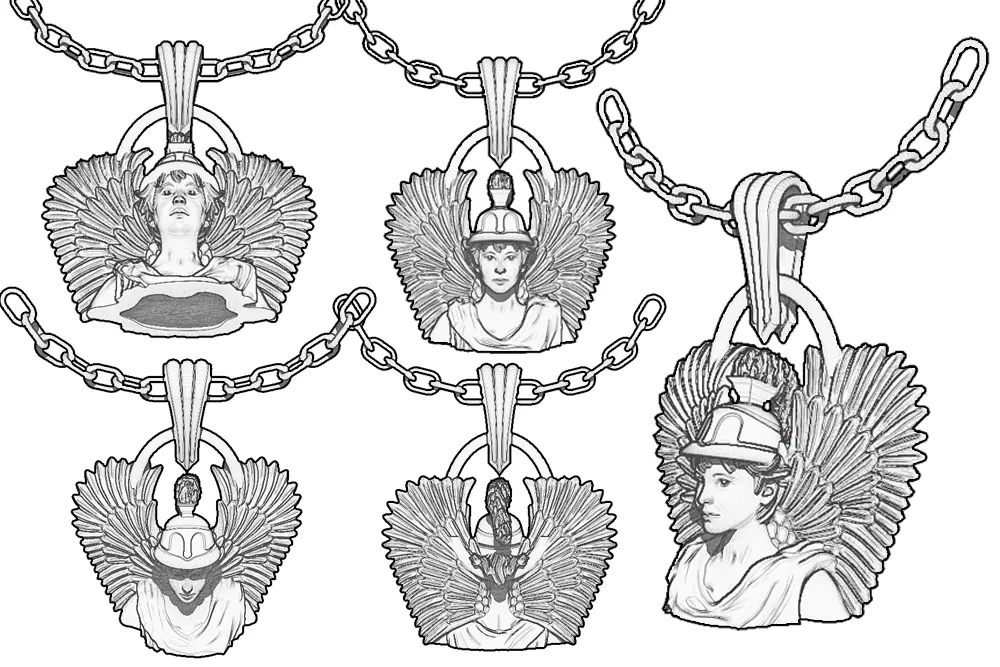 Custom Angel pendant design sketches