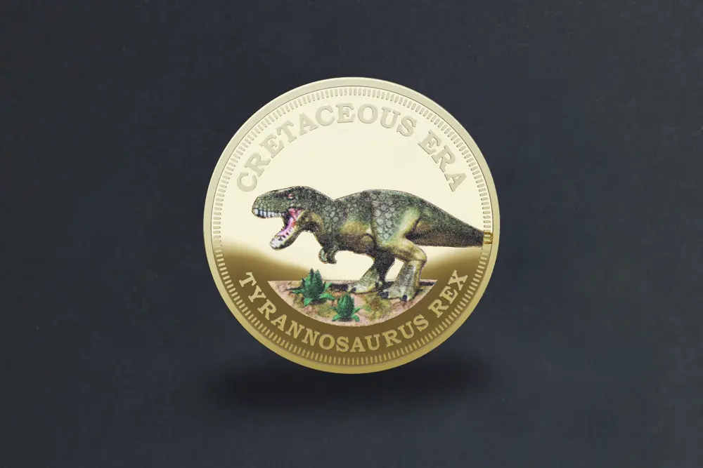 Die stamped, gold plated Cretaceous Era Coin concept