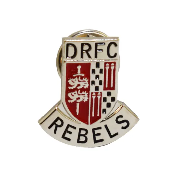 Die stamped, silver plated Droitwich Rugby Football Club Crest badge.