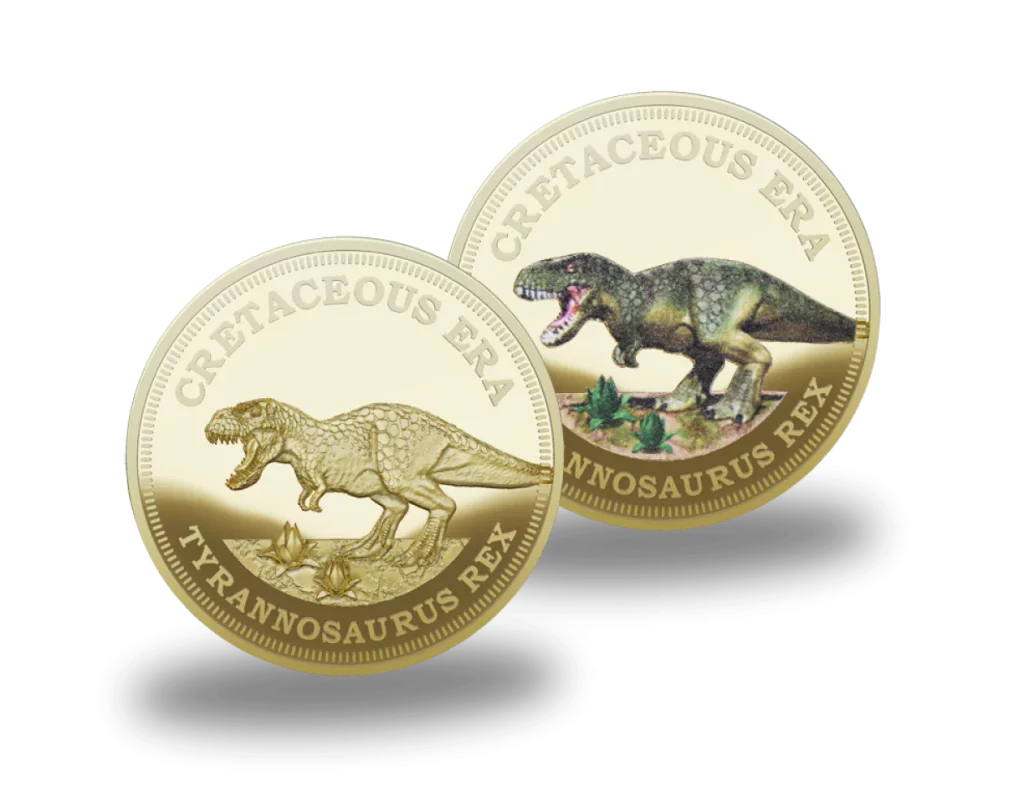 Minted and Printed Dinosaur on Gold Plated Coin