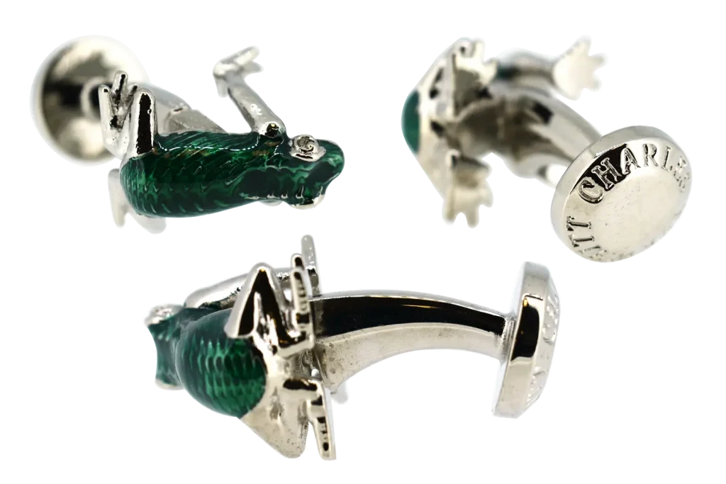 Fixed stem frog cufflinks