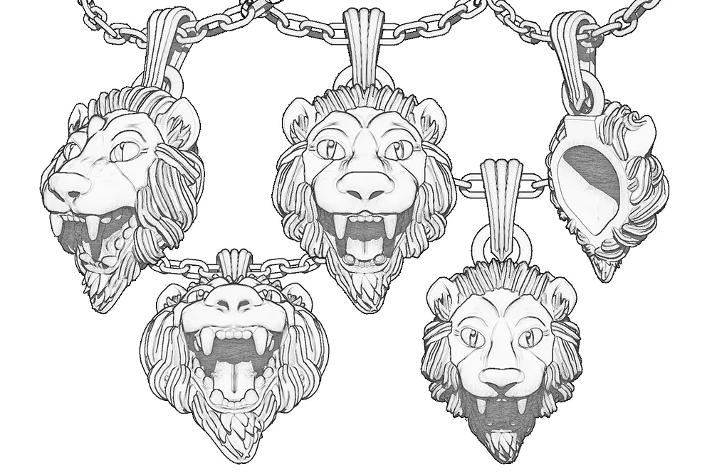 Custom lion pendant design sketches