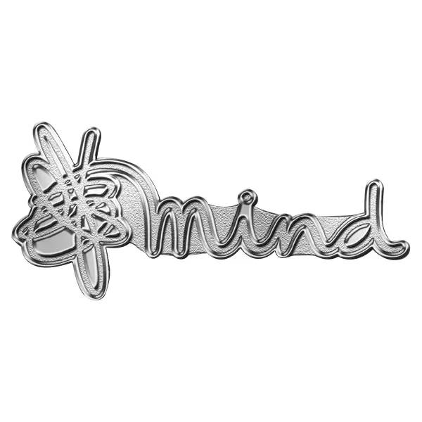 Die stamped, silver-plated badge featuring the Mind Charity logo.