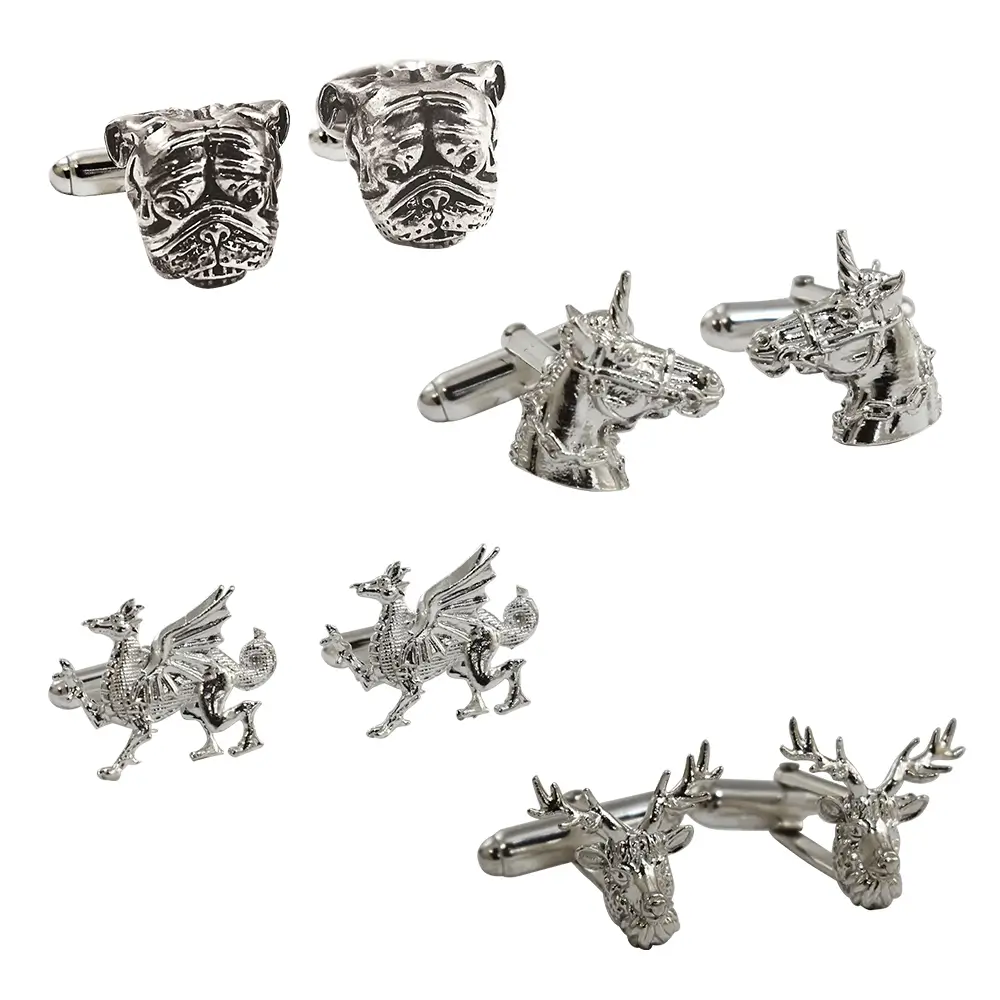 Paired cufflinks which together complete the British national animals cufflink collection