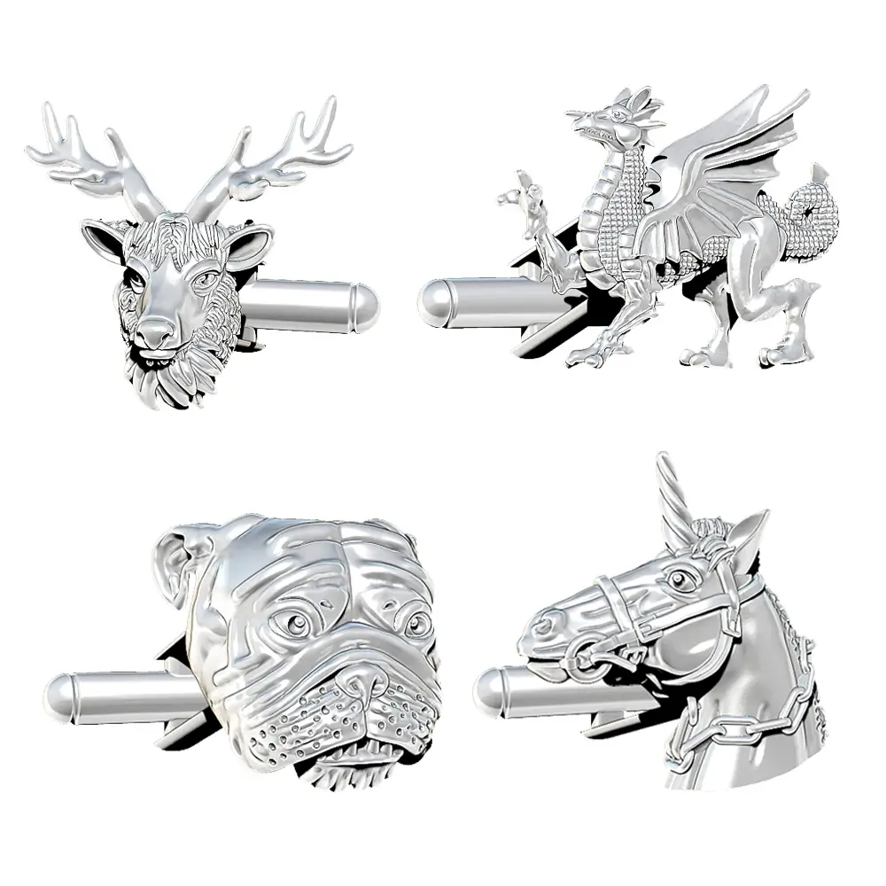 CAD renderings of the British national animals cufflink collection