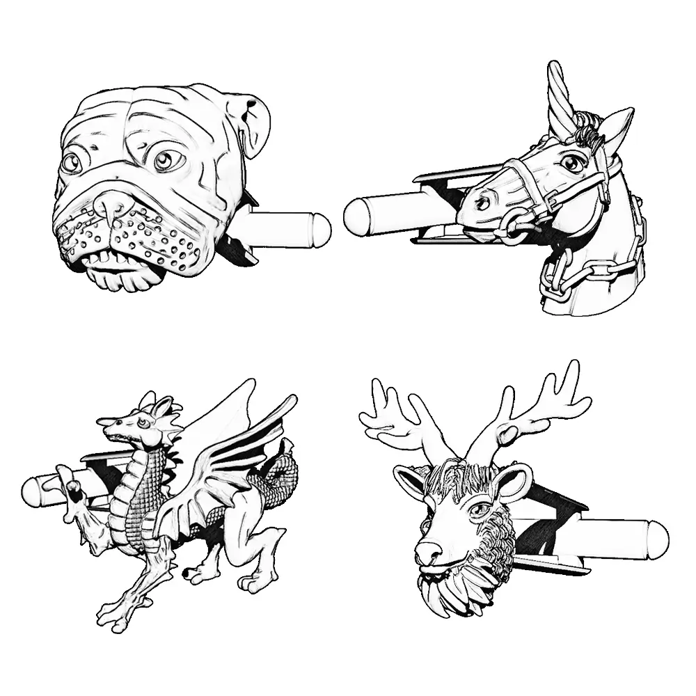 Sketches of the British National Animals Cufflink collection