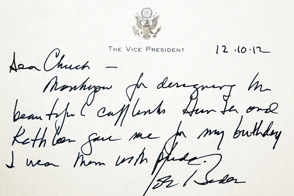 A thank you note from the Vice President's office