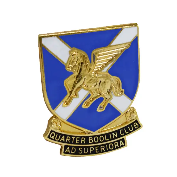 Die stamped, gold plated Pegasus relief badge.