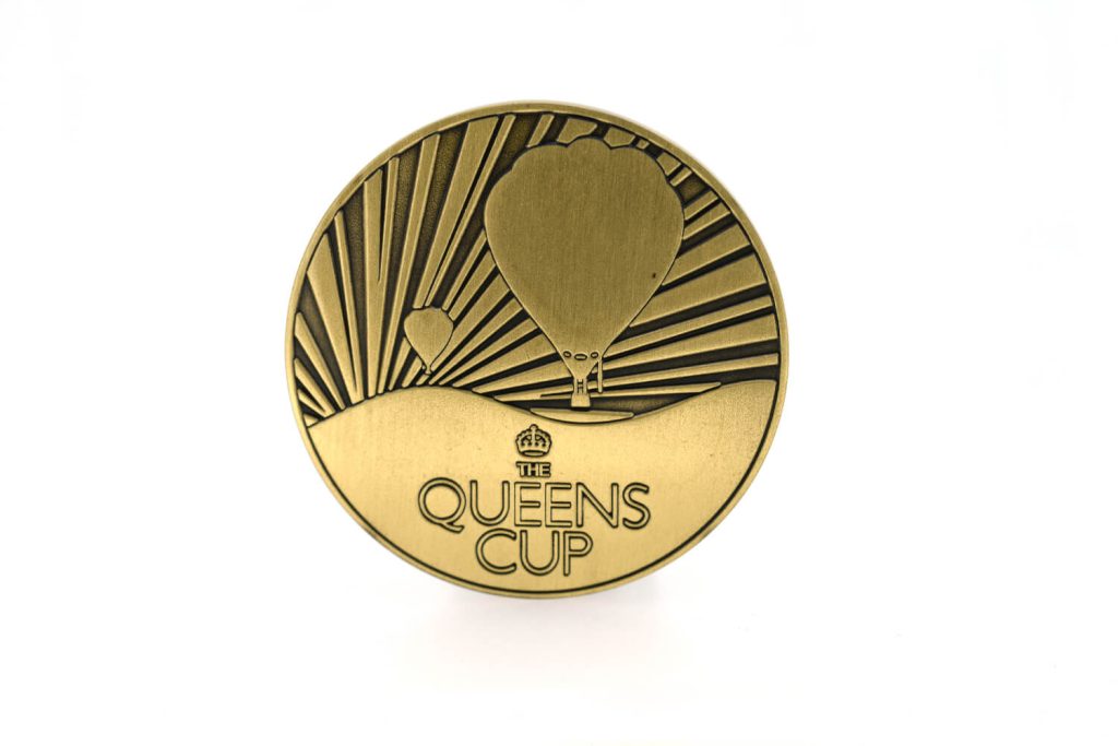 Queens Cup Medal with Antique Brass finish.