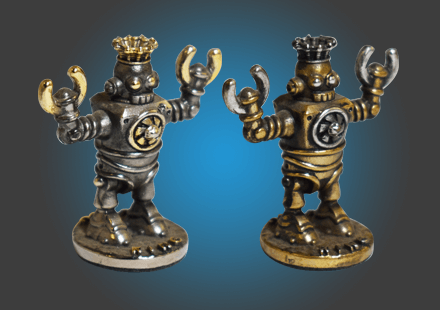 Die cast Robot king chess pieces.