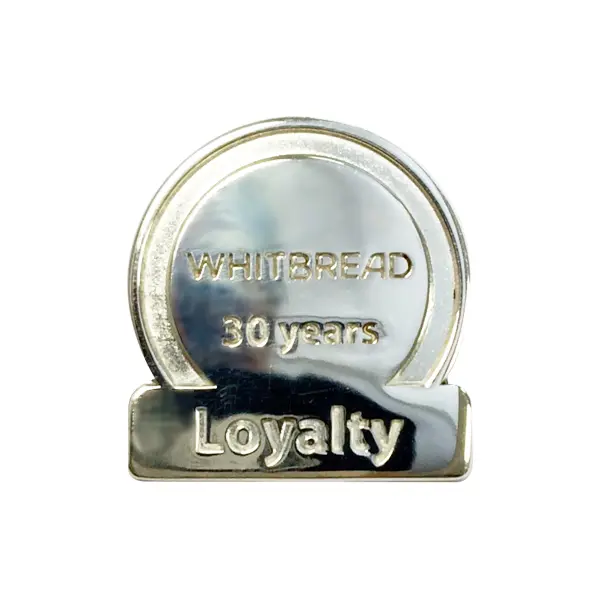 Die stamped, 925 sterling silver Whitbread 30 years long service achievement badge.