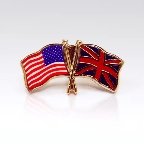 USA-UK crossed flags pin badge