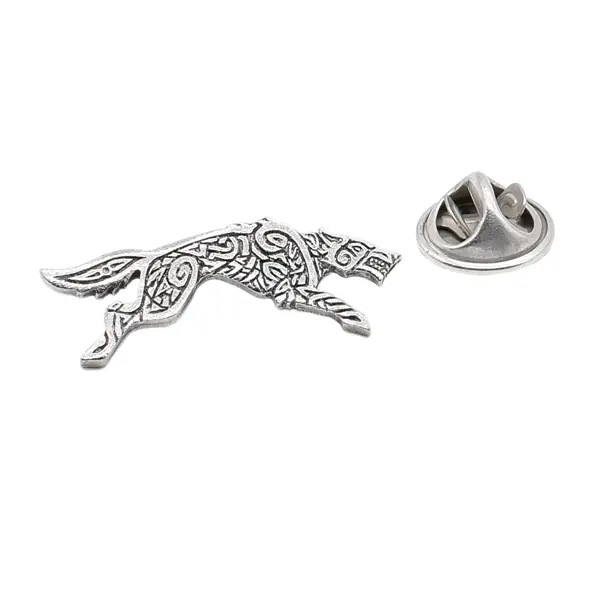 Celtic wolf pin badge