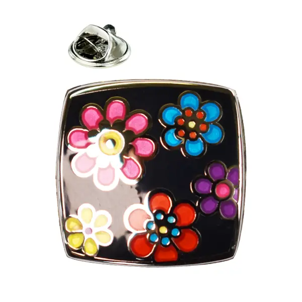 Cushion flowers pin badge