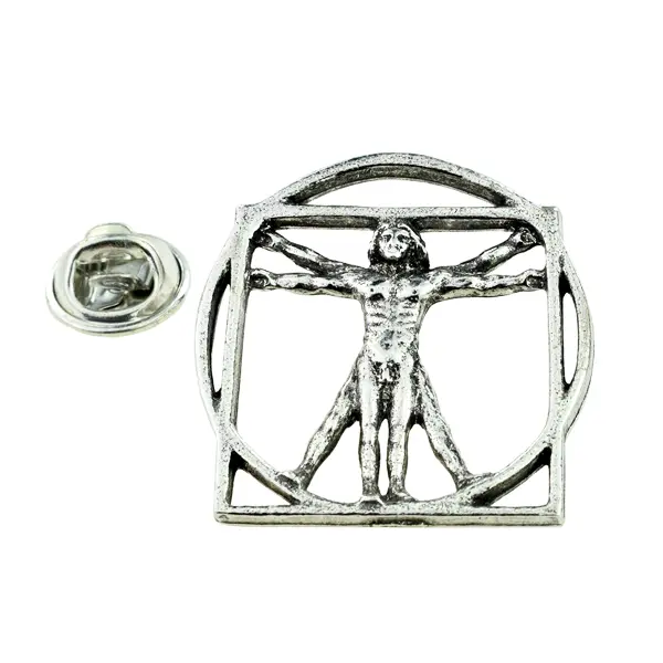 Da Vinci Vitruvian man pin badge