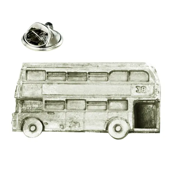 Double decker bus pin badge