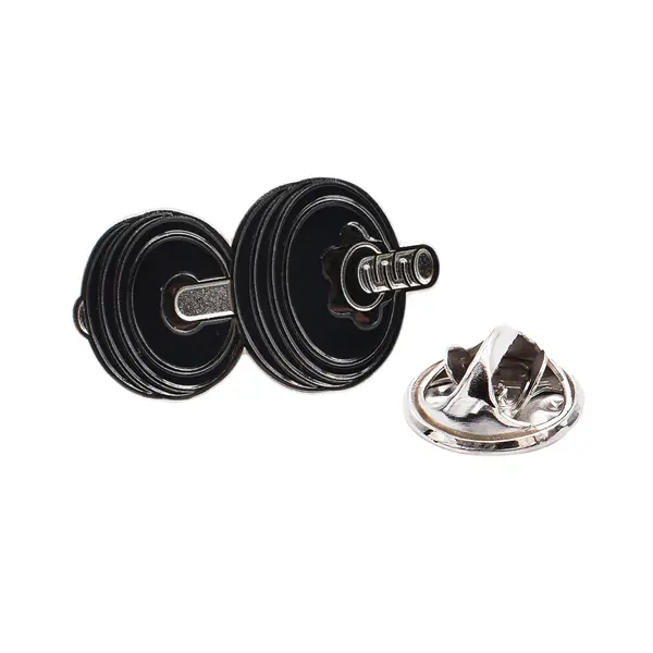 Dumbbell pin badge