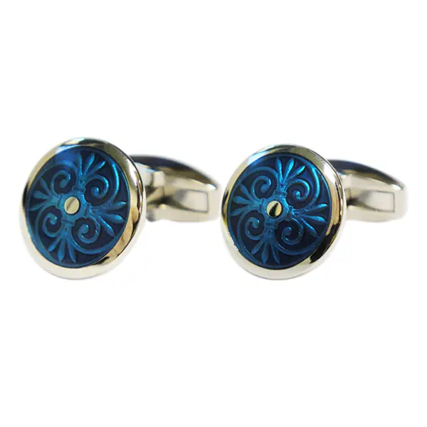 Ferndale blue circle cufflinks