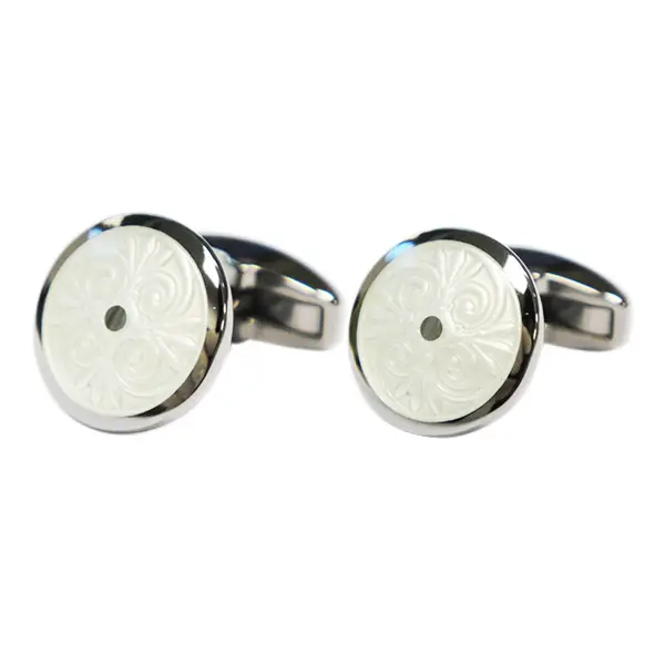 Ferndale circle white cufflinks