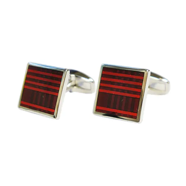 Red tartan square cufflinks