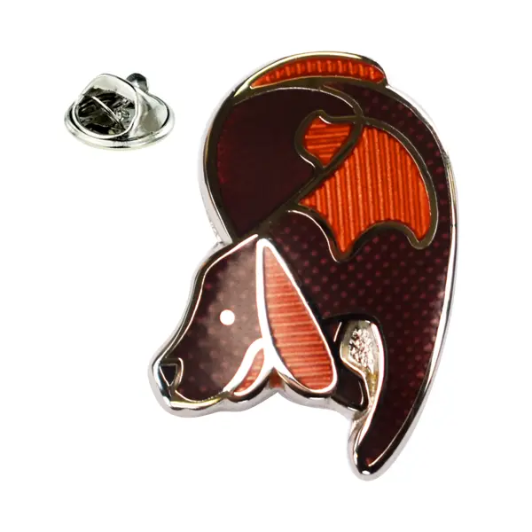 Brown hound pin badge