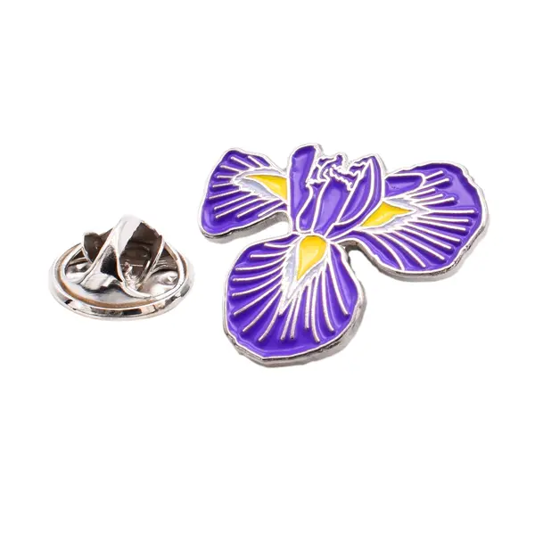 Iris flower pin badge