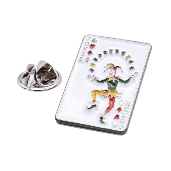 Joker playing card pin badge