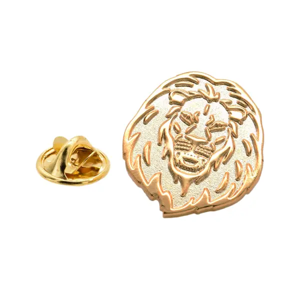 Lion head pin badge