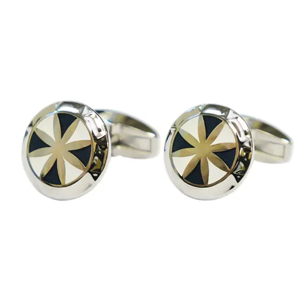 White Lynnfield star circle cufflinks