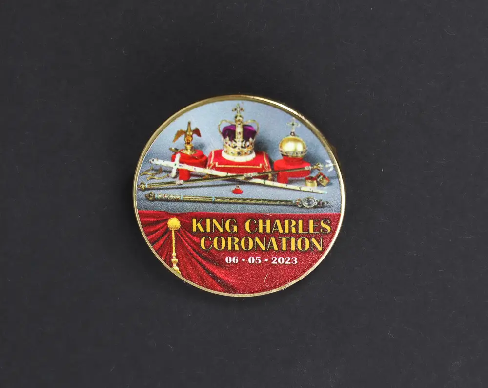 Plain enamel badge with digital print design.