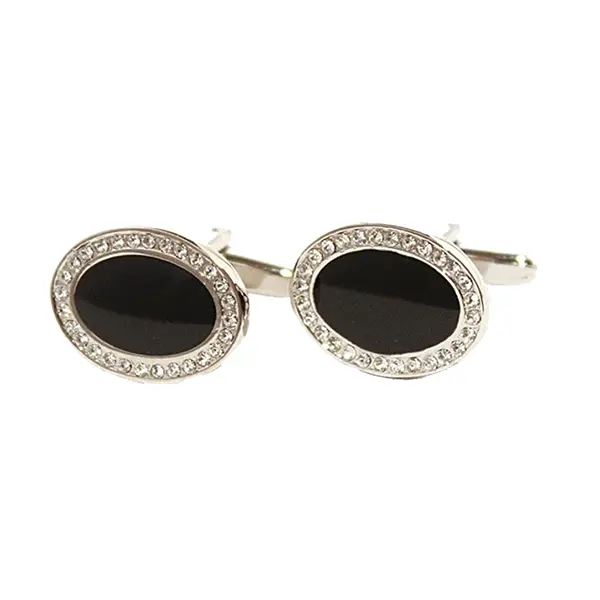 Oval onyx Swarovski stone cufflinks