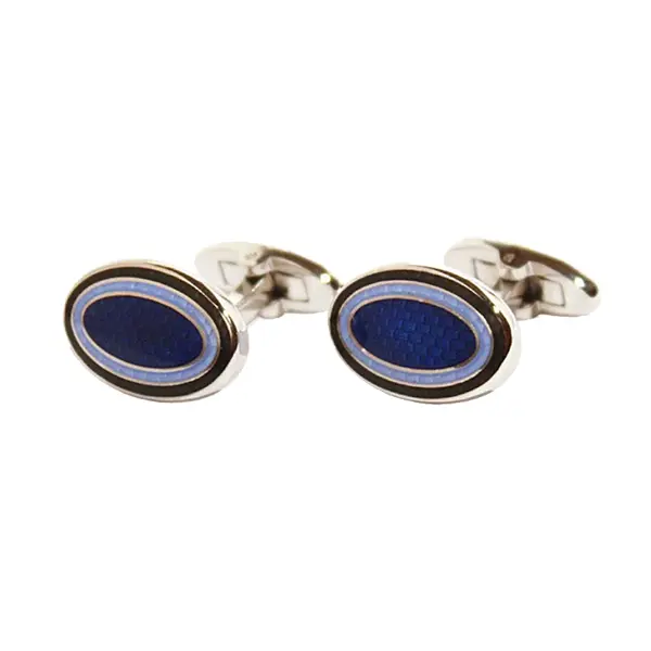 Oval blue and black weave cufflinks