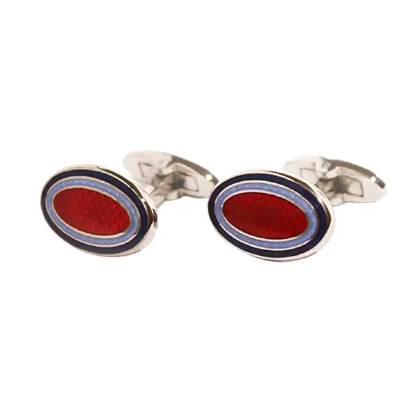 Oval red and blue weave cufflinks