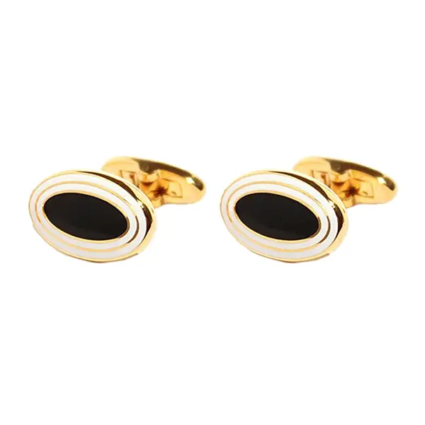 Oval black and white cufflinks