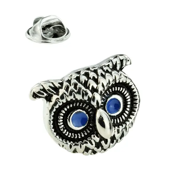 Owl face pin badge