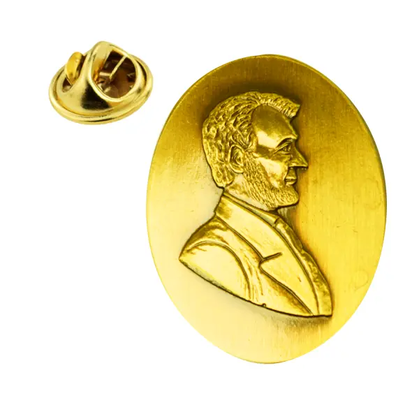 Portrait relief pin badge