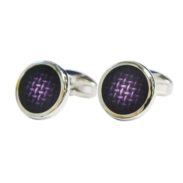 Purple weave circle cufflinks