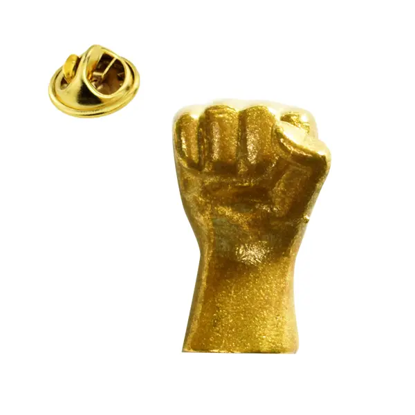 Raised fist pin badge