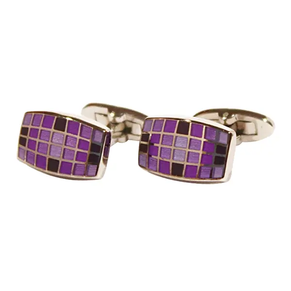 Rectangle purple grid cufflinks