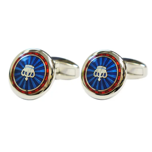 Red and blue regal crown cufflinks